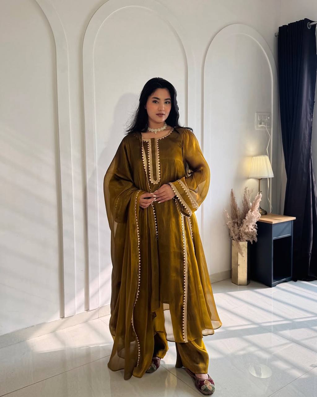 The Majestic Mustard Lustrous Gala Ensemble